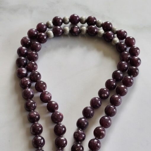 Lepidolith-Mala mit Lepidolith-Anhänger – Bild 11