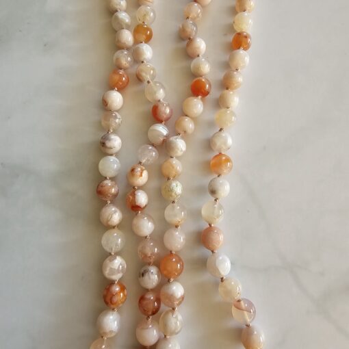 Achat („Kirschblütenachat“) -Mala (3) mit „Kirschblütenachat“-Tropfen und Armband – Bild 12