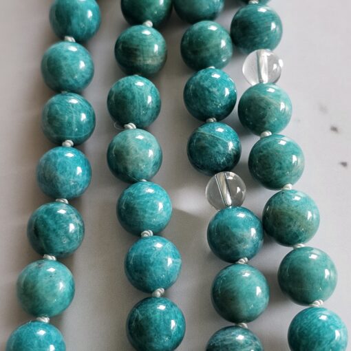 Amazonit (Peruanischer Amazonit) -Bergkristall-Mala, mit Amazonit-Anhänger und Armband – Bild 13