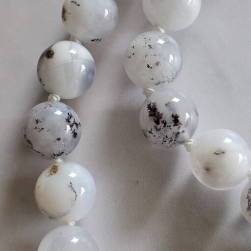 Opal-Mala, „Dendritenopal“, mit „Milchopal“-Anhänger – Bild 13