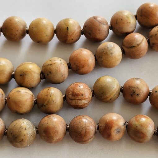 Jaspis-Mala, naturfarben und matt (2), mit dickerem Printstone-Anhänger – Bild 13