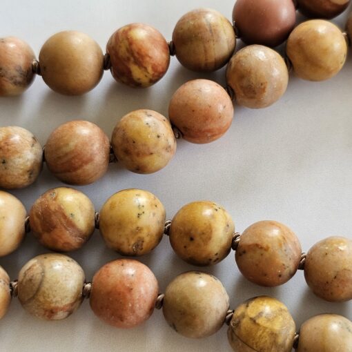 Jaspis-Mala, naturfarben und matt (3), mit Printstone-Anhänger in Freiform – Bild 13