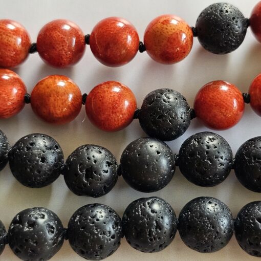 Korallen (rote Schaumkoralle) -Lava-Mala (2) mit Lava-Anhänger (Tropfen) – Bild 13