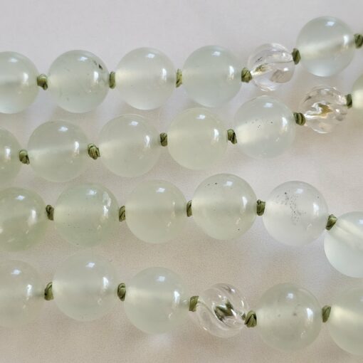 Serpentin („China Jade“) -Bergkristall-Mala mit Serpentin-Anhänger – Bild 13