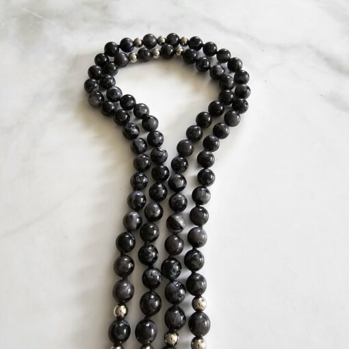 Gabbro-Mala mit Edelstahlanhänger und Armband – Bild 13