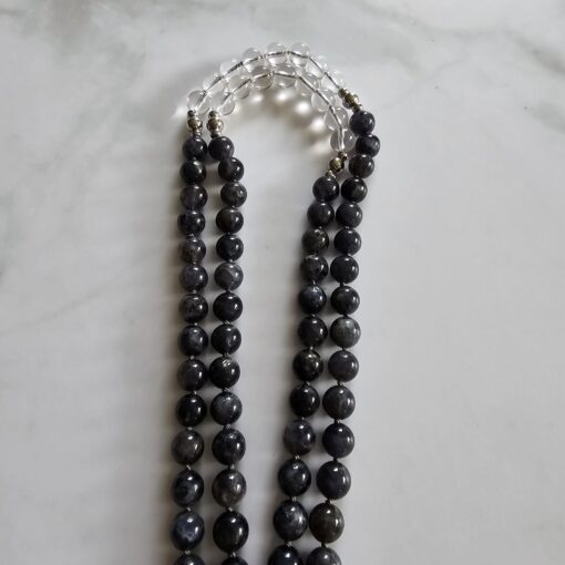 Iolith (Cordierit) -Bergkristall-Mala mit Bergkristall-Anhänger und Armband – Bild 13