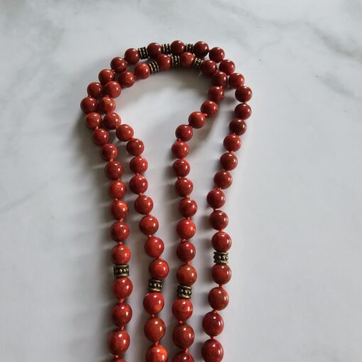 Korallen (rote Schaumkoralle) -Mala mit bronzefarbenem Anhänger und Armband – Bild 13