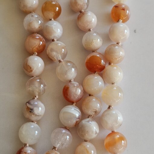 Achat („Kirschblütenachat“) -Mala (3) mit „Kirschblütenachat“-Tropfen und Armband – Bild 13