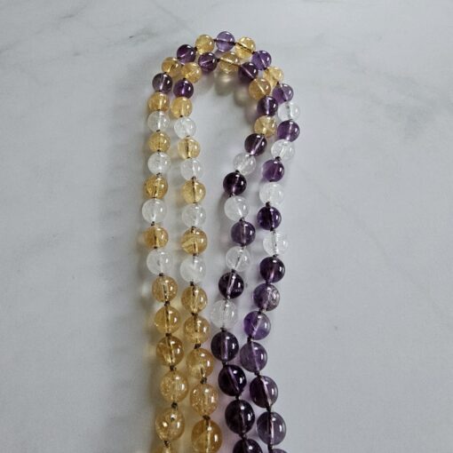 Amethyst-Citrin-Milchquarz-Mala mit Ametrin-Anhänger – Bild 12