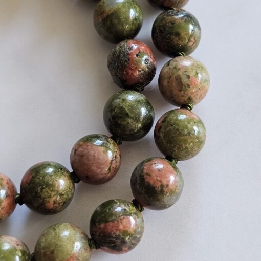 „Unakit“ (Epidot-Feldspat) -Mala mit einem „Unakit“-Donut – Bild 14