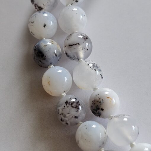 Opal-Mala, „Dendritenopal“, mit „Milchopal“-Anhänger – Bild 14