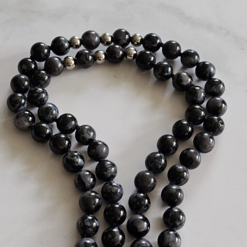 Gabbro-Mala mit Edelstahlanhänger und Armband – Bild 14