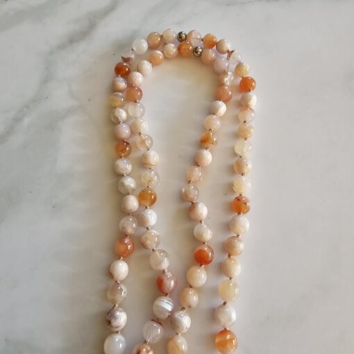 Achat („Kirschblütenachat“) -Mala (3) mit „Kirschblütenachat“-Tropfen und Armband – Bild 14
