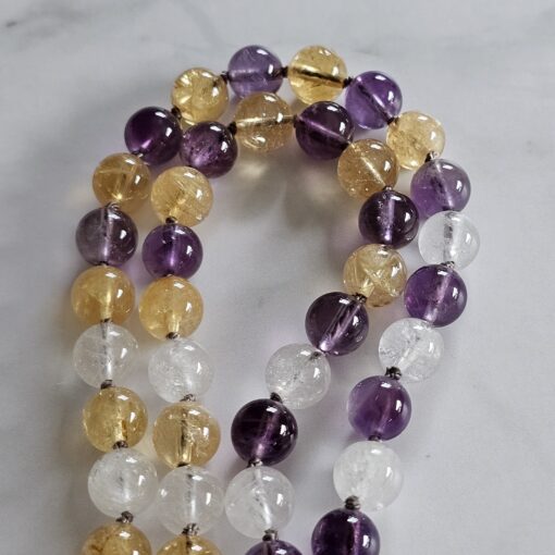 Amethyst-Citrin-Milchquarz-Mala mit Ametrin-Anhänger – Bild 13