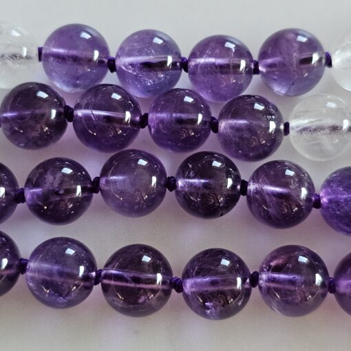 Amethyst-Milchquarz-Mala (1) mit Seidenquaste – Bild 14
