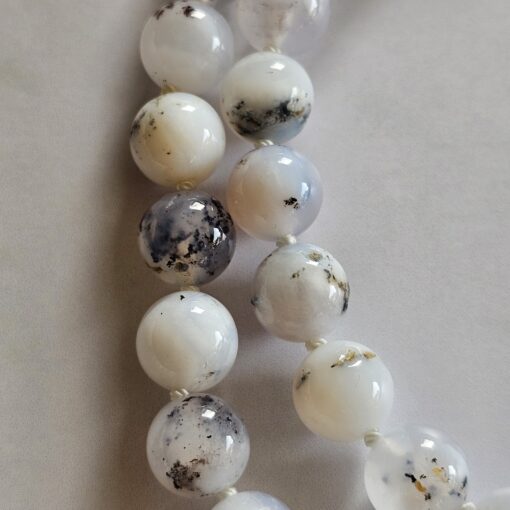 Opal-Mala, „Dendritenopal“, mit „Milchopal“-Anhänger – Bild 15