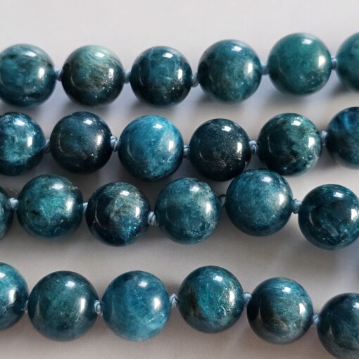 Apatit (blau-grün) -Bergkristall-Mala mit Edelstahlanhänger und Armband – Bild 15