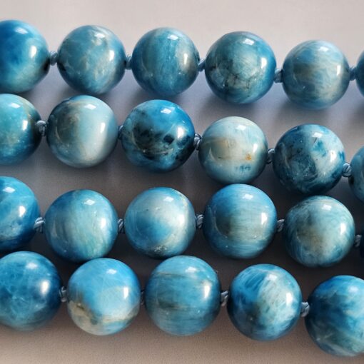 Apatit (hellblau) -Bergkristall-Mala mit hellblauer Apatit-Navette und Armband  – Bild 14