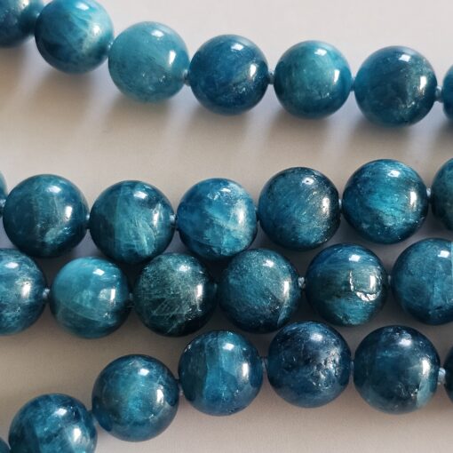 Apatit-Mala, blau (3), mit großem, blauem Apatit-Anhänger und Armband – Bild 15