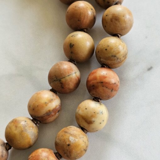 Jaspis-Mala, naturfarben und matt (2), mit dickerem Printstone-Anhänger – Bild 15