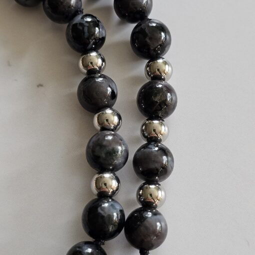 Gabbro-Mala mit Edelstahlanhänger und Armband – Bild 15