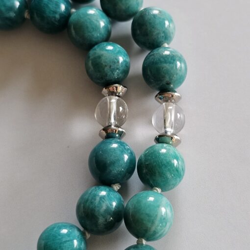 Amazonit (Peruanischer Amazonit) -Bergkristall-Mala, mit Amazonit-Anhänger und Armband – Bild 16
