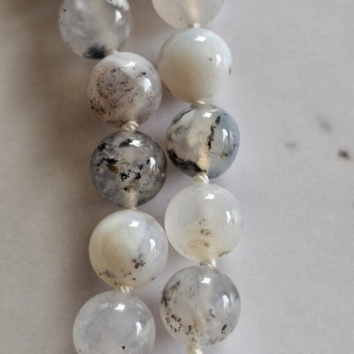 Opal-Mala, „Dendritenopal“, mit „Milchopal“-Anhänger – Bild 16