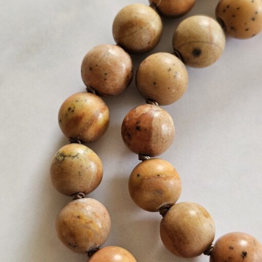 Jaspis-Mala, naturfarben und matt (3), mit Printstone-Anhänger in Freiform – Bild 16