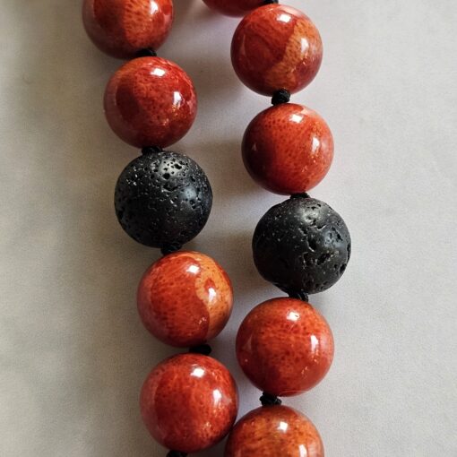Korallen (rote Schaumkoralle) -Lava-Mala (2) mit Lava-Anhänger (Tropfen) – Bild 16