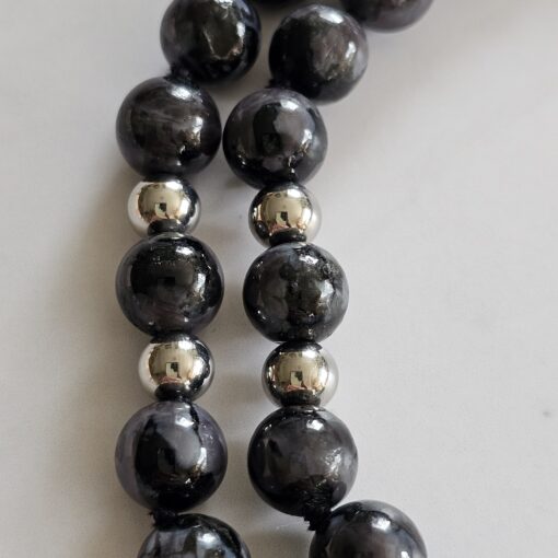 Gabbro-Mala mit Edelstahlanhänger und Armband – Bild 16