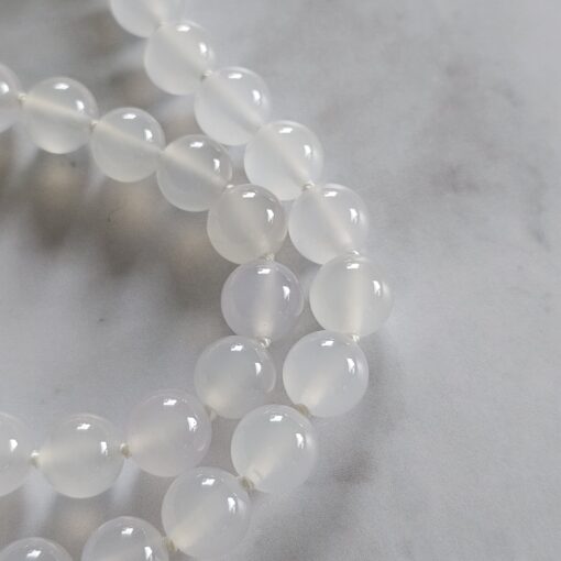 Achat (weiß) -Karneol-Mala mit weißem Achat mit Karneol-Anhänger – Bild 16