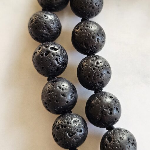 Korallen (blau) -Lava-Mala (2) mit Edelstahlanhänger (Keltischer Knoten) – Bild 17