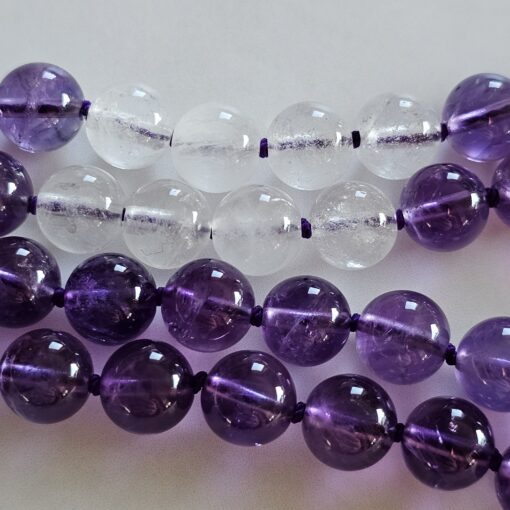 Amethyst-Milchquarz-Mala (1) mit Seidenquaste – Bild 17