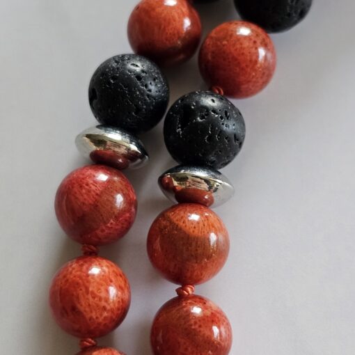 Korallen (rote Schaumkoralle) -Lava-Mala (1) mit roter Schaumkorallen-Navette – Bild 18
