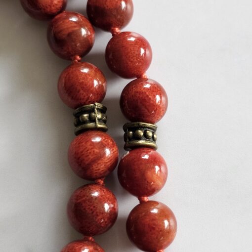 Korallen (rote Schaumkoralle) -Mala mit bronzefarbenem Anhänger und Armband – Bild 18