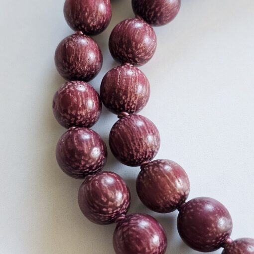 Versteinerte Holz (rosa) -Herzholz (purpurn) -Bergkristall-Mala mit Rhodonit-Donut – Bild 13