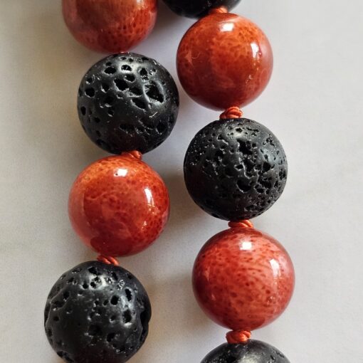 Korallen (rote Schaumkoralle) -Lava-Mala (1) mit roter Schaumkorallen-Navette – Bild 24