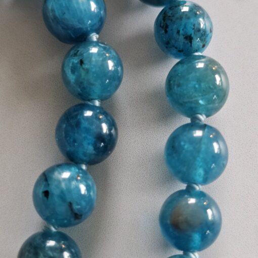 Apatit (blau) -Bergkristall (facettiert) -Mala mit Edelstahlanhänger – Bild 20