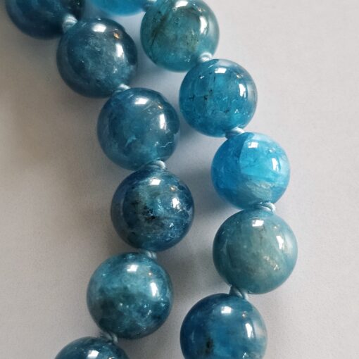Apatit (blau) -Bergkristall (facettiert) -Mala mit Edelstahlanhänger – Bild 19