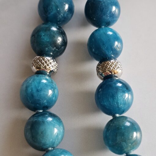 Apatit-Mala, blau (3), mit großem, blauem Apatit-Anhänger und Armband – Bild 19