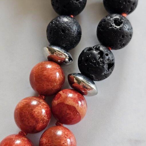 Korallen (rote Schaumkoralle) -Lava-Mala (1) mit roter Schaumkorallen-Navette – Bild 19
