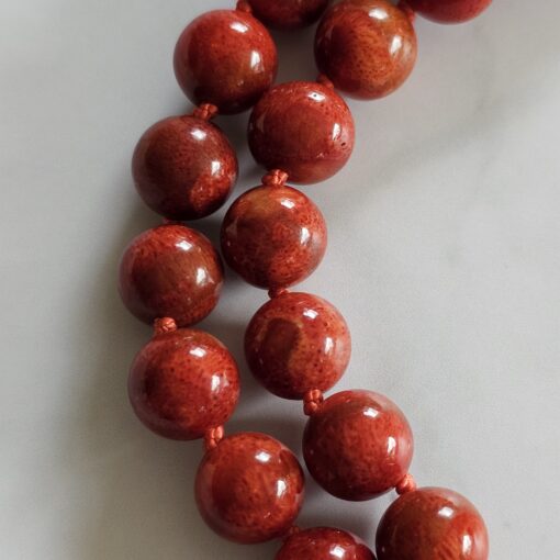 Korallen (rote Schaumkoralle) -Mala mit bronzefarbenem Anhänger und Armband – Bild 22
