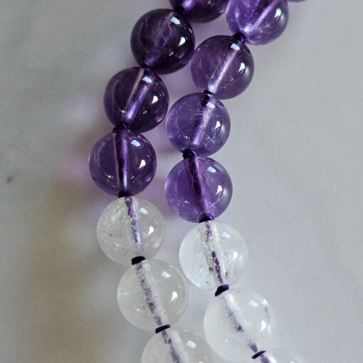 Amethyst-Milchquarz-Mala (1) mit Seidenquaste – Bild 20