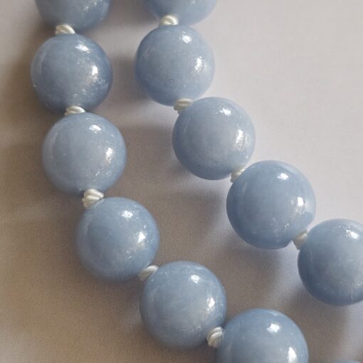 Angelit-Achat (weiß) -Mala mit Angelit-Donut und 2 Armbändern – Bild 20