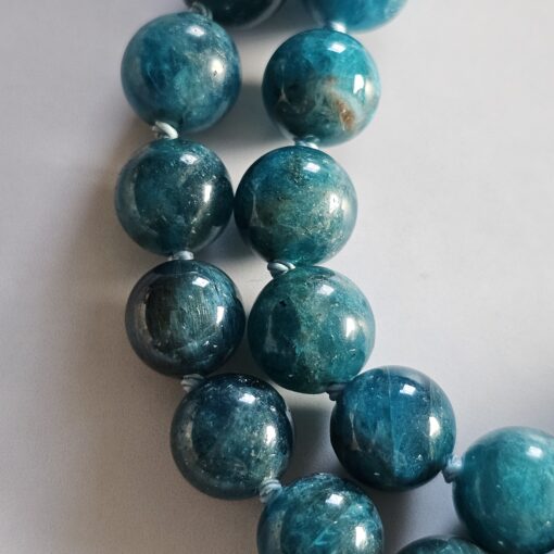 Apatit (blau-grün) -Bergkristall-Mala mit Edelstahlanhänger und Armband – Bild 20