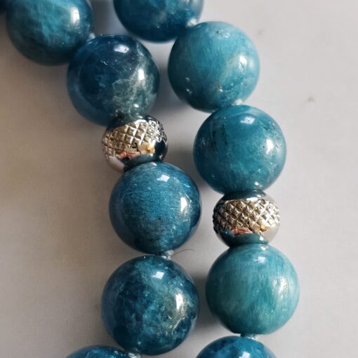 Apatit-Mala, blau (3), mit großem, blauem Apatit-Anhänger und Armband – Bild 20