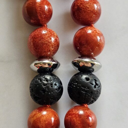 Korallen (rote Schaumkoralle) -Lava-Mala (1) mit roter Schaumkorallen-Navette – Bild 21