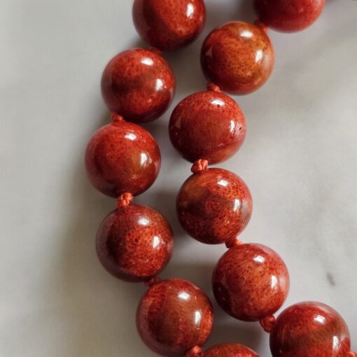 Korallen (rote Schaumkoralle) -Mala mit bronzefarbenem Anhänger und Armband – Bild 20