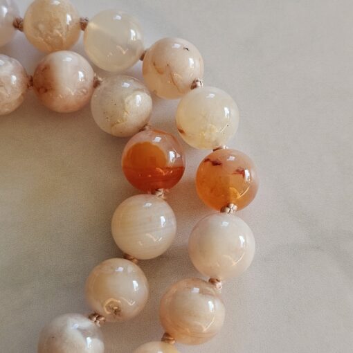 Achat („Kirschblütenachat“) -Mala (3) mit „Kirschblütenachat“-Tropfen und Armband – Bild 21