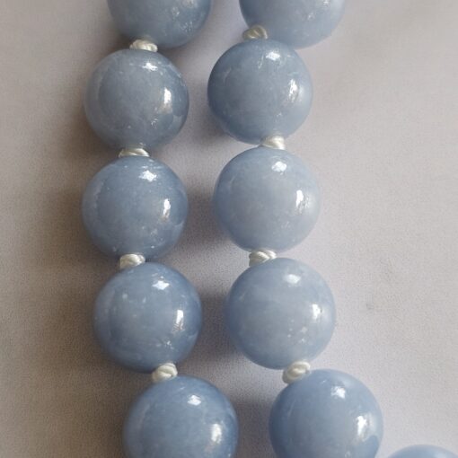 Angelit-Achat (weiß) -Mala mit Angelit-Donut und 2 Armbändern – Bild 21